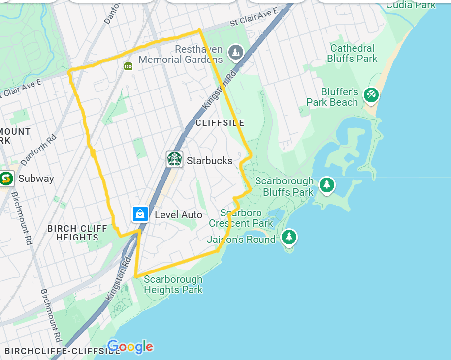 Map of Cliffside in Scarborough
