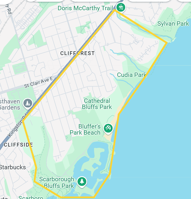 Map of Scarborough Bluffs 